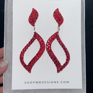 Red Rhinestone Teardrop Earings